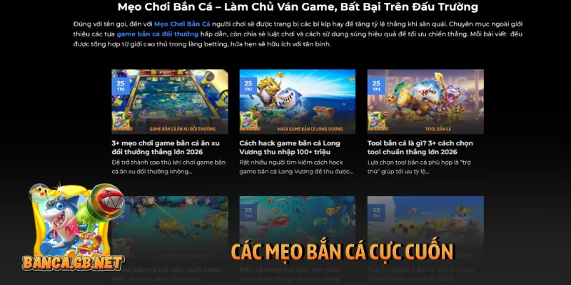 Bỏ túi mớ mẹo này, nhà cái chỉ có khóc thét vì mất tiền cho anh em 2 Các mẹo bắn cá cực cuốn
