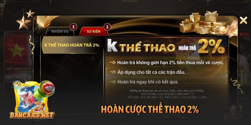 Khuyến mãi Hitclub mới nhất - Các ưu đãi vàng phải nhận ngay 2 Hoàn cược thể thao 2%