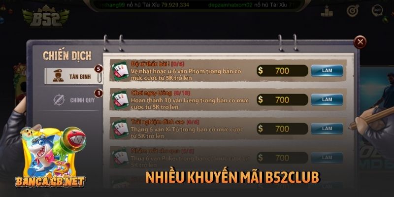 Khuyến mãi B52club để trải nghiệm cược thêm thăng hoa 2 Nhiều khuyến mãi B52club
